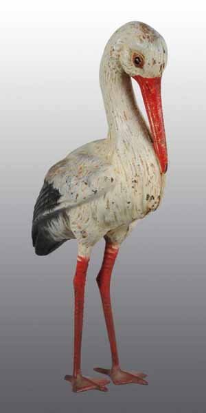 Cast Iron Stork Doorstop.: Description Made by Hubley, full-figure. Combination garden ornament, doorstop. Condition (Excellent). Size 12 - 1/4" x 7".