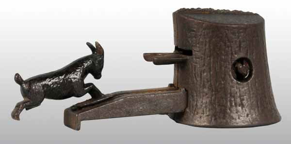 Cast Iron Butting Goat Mechanical Bank.: Description Manufactured by H.L. Judd. Condition (Very Good).