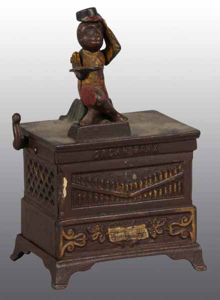 Cast Iron Organ Bank Mechanical Bank.: Description Manufactured by Kyser & Rex. Working. Missing trap. Condition (Excellent). CORRECTION - Crack is broken.