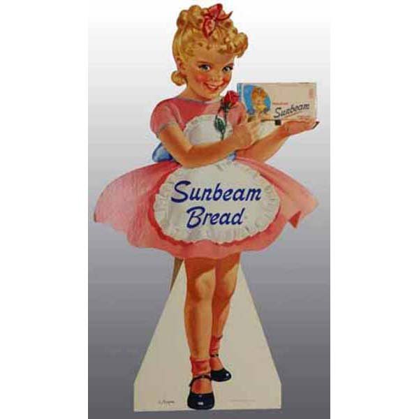 Sunbeam Bread Die-Cut Stand-Up Display Sign.: 1950's. Cardboard. Includes original display bread box. Very high grade. 40" x 27"