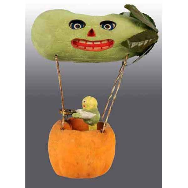 Halloween Veggie Man Driving Pickle Balloon.: Rare Jack-O-Lantern. 6 - 1/4" T.