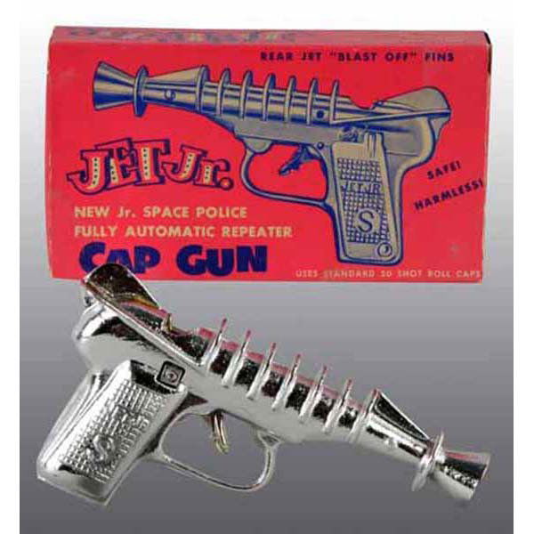 Stevens Jet Jr. Repeater Toy Cap Gun.: Store stock. Includes original box. Fully automatic gun unfired. 6 - 1/2" L.