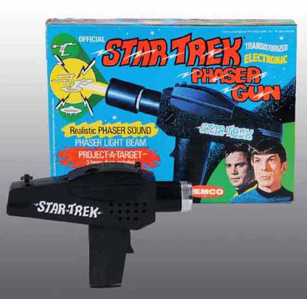 Remco Star Trek Toy Phaser Gun.: Includes original box. Gun appear unplayed with. 8" L.