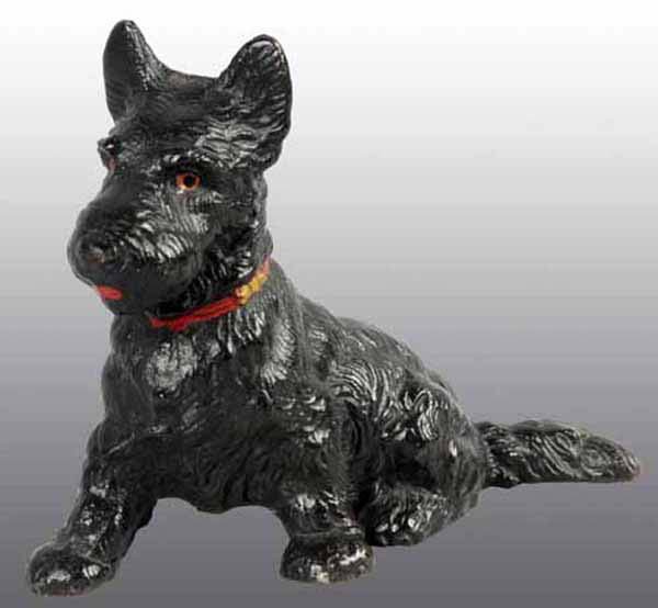 Cast Iron Sitting Scottie Doorstop.: Made by Hubley, cat. #391. Full figure, solid casting. Listed by Hubley catalog as a bookend. 5" x 6".