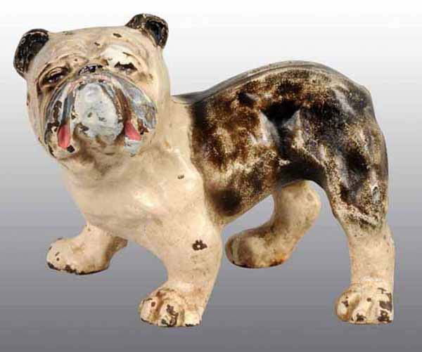 Cast Iron English Bulldog Doorstop.: Made by Hubley, cat. #460. Full figure. Classic bulldog pose. Super features and color. Great expression. 4 - 5/8" x 5 - 1/2".