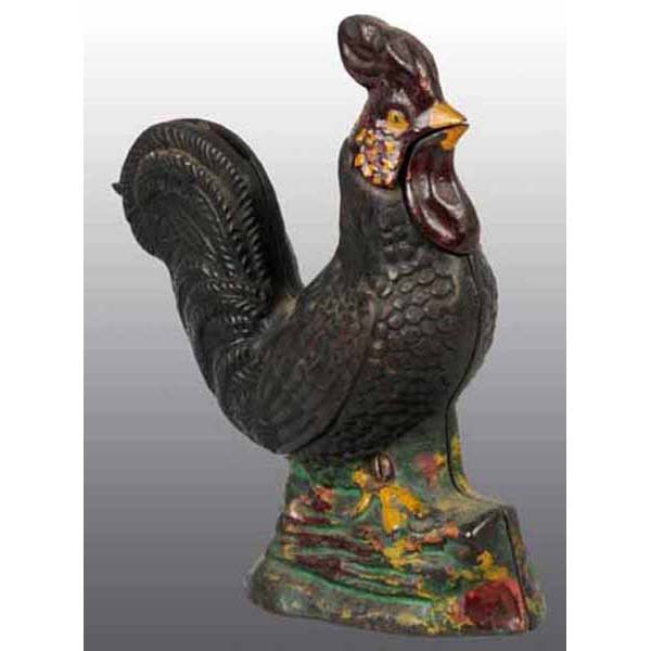 Cast Iron Rooster Mechanical Bank.: Manufactured by Kyser and Rex. Working. Some touch up to paint.