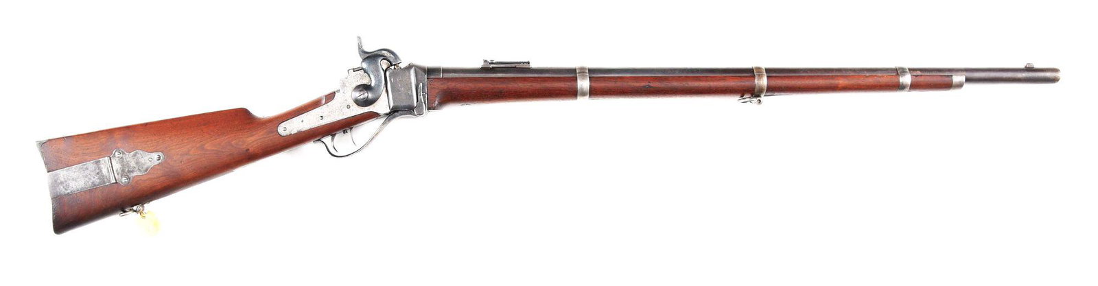 (A) SHARPS BERDAN MODEL 1859 SINGLE SHOT RIFLE.: Without doubt, the most famous users of the Sharps Rifle during the Civil War were Berdan’s Sharpshooters. Colonel Hiram Berdan, a 36-year-old mechanical engineer from New York and nationally known 