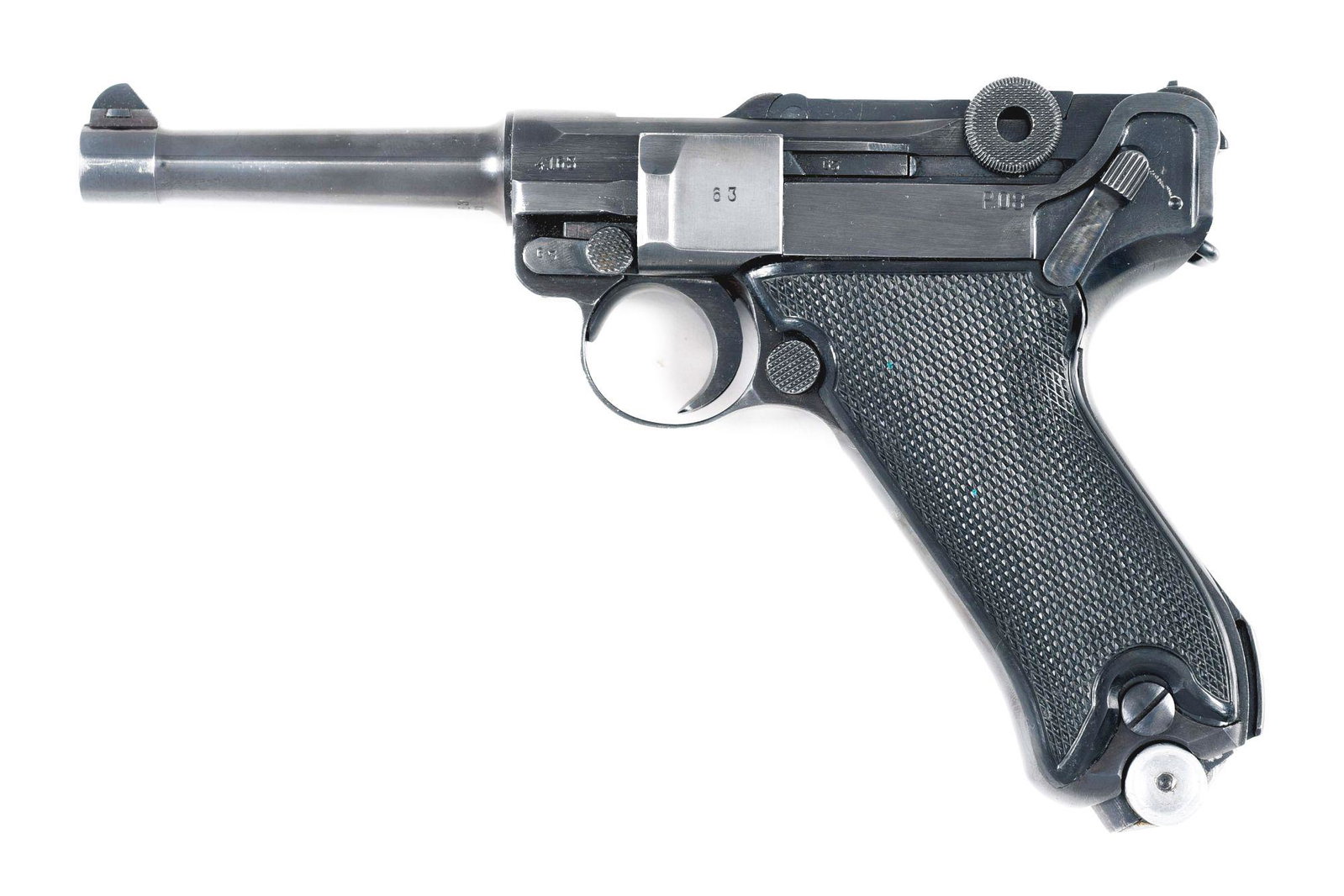 (C) MAUSER BYF 1941 LUGER SEMI-AUTOMATIC PISTOL WITH 2: Mauser BYF 41 luger with black plastic grips, also known as the Black Widow. Exquisite gun with all matching numbers, including the 2 original matching numbered magazines. This gun looks like it was j