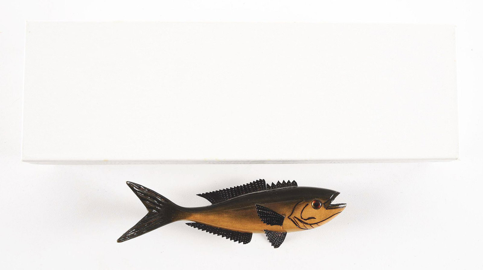 STAN GIBBS #2 97 CARVED FISH.: Extremely rare Stan Gibbs carved small size bluefish, signed "2 Stan Gibbs", made in 1997. Comes with autographed "Carved Fish by Stan Gibbs" pamphlet. CONDITION: Excellent.