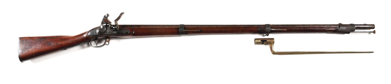 (A) HARPER'S FERRY 1816 FLINTLOCK MUSKET.: U.S. Model 1816 Type I musket with Harper's Ferry 1820 dated lock. Round smoothbore barrel with front sight that doubles as socket bayonet fastener. Barrel is marked with "VP" and a "STAR" and dated o