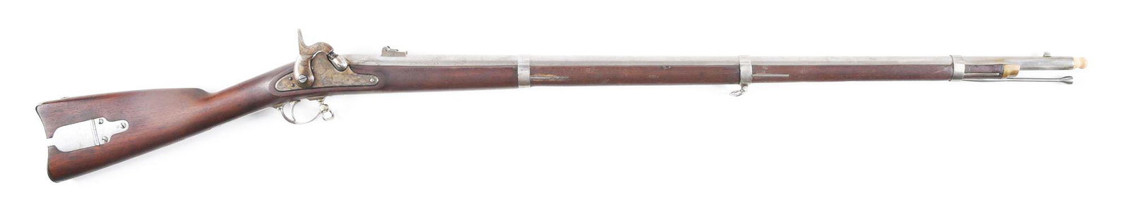(A) WELL CONSTRUCTED REPRODUCTION OF A CONFEDERATE C.S.: C.S. Richmond reproduction musket constructed with some original parts for probable use in the 1950s and 1960s in the North-South Skirmishes. In the white rifled barrel with no markings, blade front s