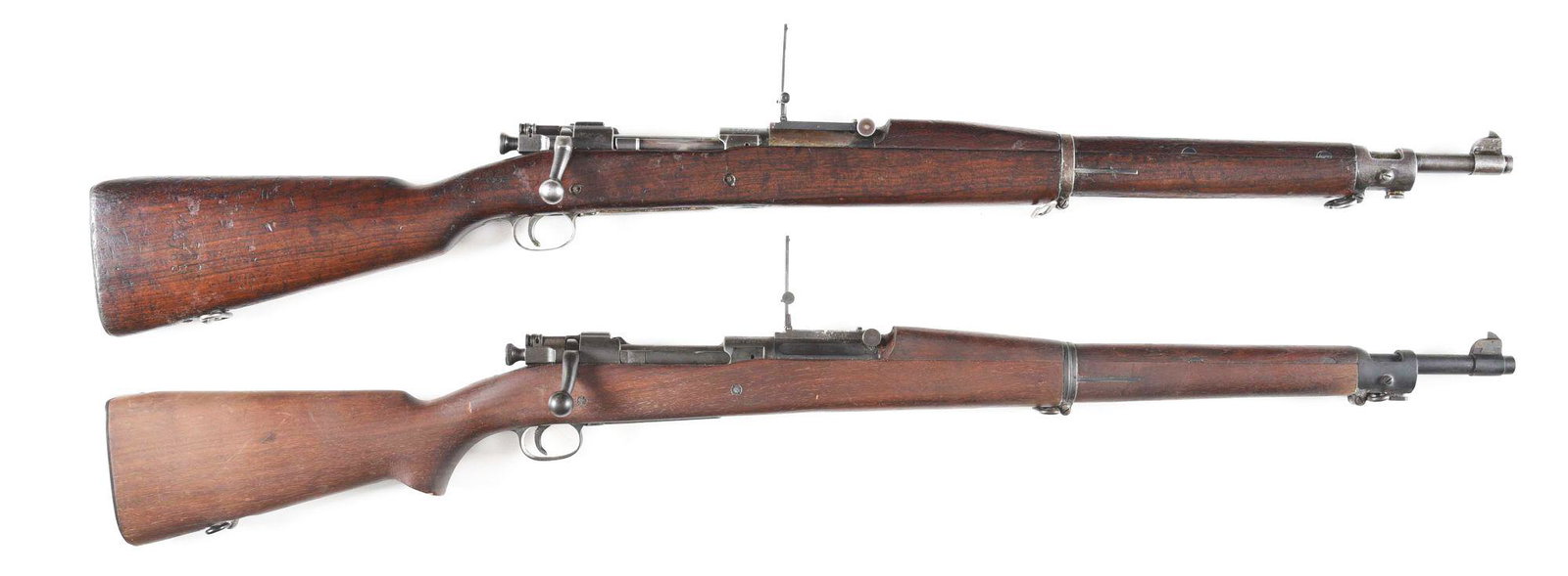 (C) LOT OF 2: ROCK ISLAND ARSENAL AND SPRINGFIELD: Lot consists of: (A) Springfield Model 1903 bolt action magazine rifle made at Rock Island Arsenal in 1920 or later. "RIA" marked barrel dated 11-18 with correct front sight and rear graduated flip si