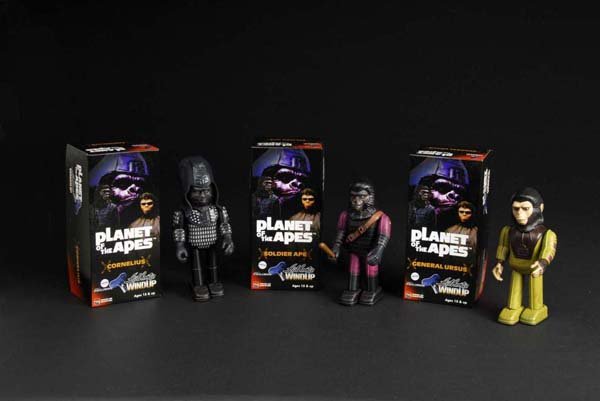 Lot of 3: Tin Planet of the Apes Wind-Up Toys.: Description Japanese. Includes Soldier Ape with hat and club, General Ursus missing hat and club, and Cornelius. Includes three original boxes. Condition (Near Mint). Size All: 9 - 1/2" T.