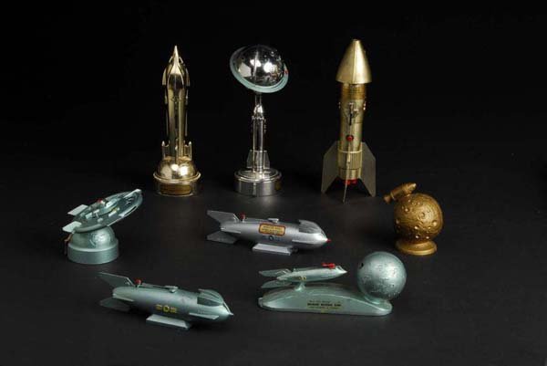 Lot of 8: Pot Metal & Tin Space-Related Toy Banks