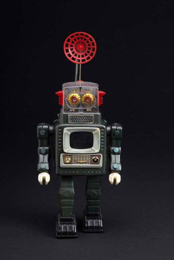 Television Spaceman Toy.: Description Japanese. Made by Alps. Not working. Oxidation and wear throughout. Condition (Very Good). Size 13" T.