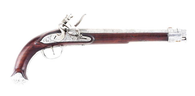 (A) VIRGINIA MANUFACTORY FIRST MODEL FLINTLOCK PISTOL.: For another example of this model see number 114 on page 240 of "Historic Pistols" by Samuel E. Smith and Edwin W. Bitter. This model was made between 1805 and 1811. The pistol has a round smoothbore