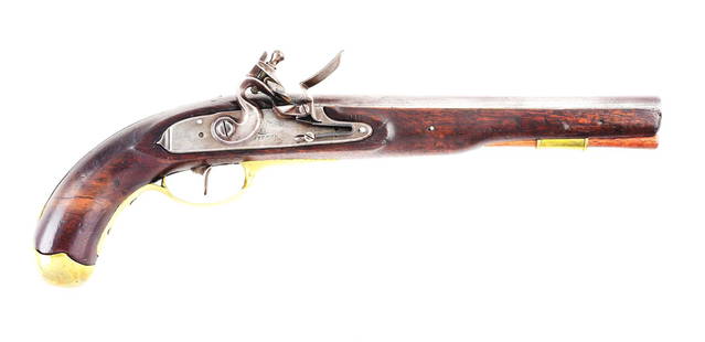 (A) SCARCE T. FRENCH FLINTLOCK NAVY PISTOL MARKED: For another example with these markings, see pages 260-261 of "Historic Pistols" by Smith & Bitter. Little is known of these pistols and all were made in Canton, Massachusetts probably between 1810