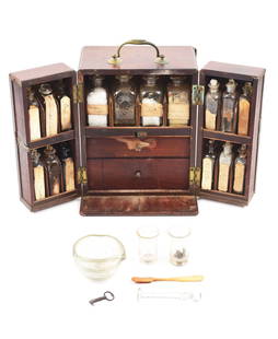 RARE LATE 18TH CENTURY NAVAL MEDICAL CHEST WITH: For a nearly identical example, see the "Surgeons at Sea" section in "The War of 1812 and the Rise of the U.S. Navy" by Jenkins and Taylor. The example shown in the book is also mahogany and of this