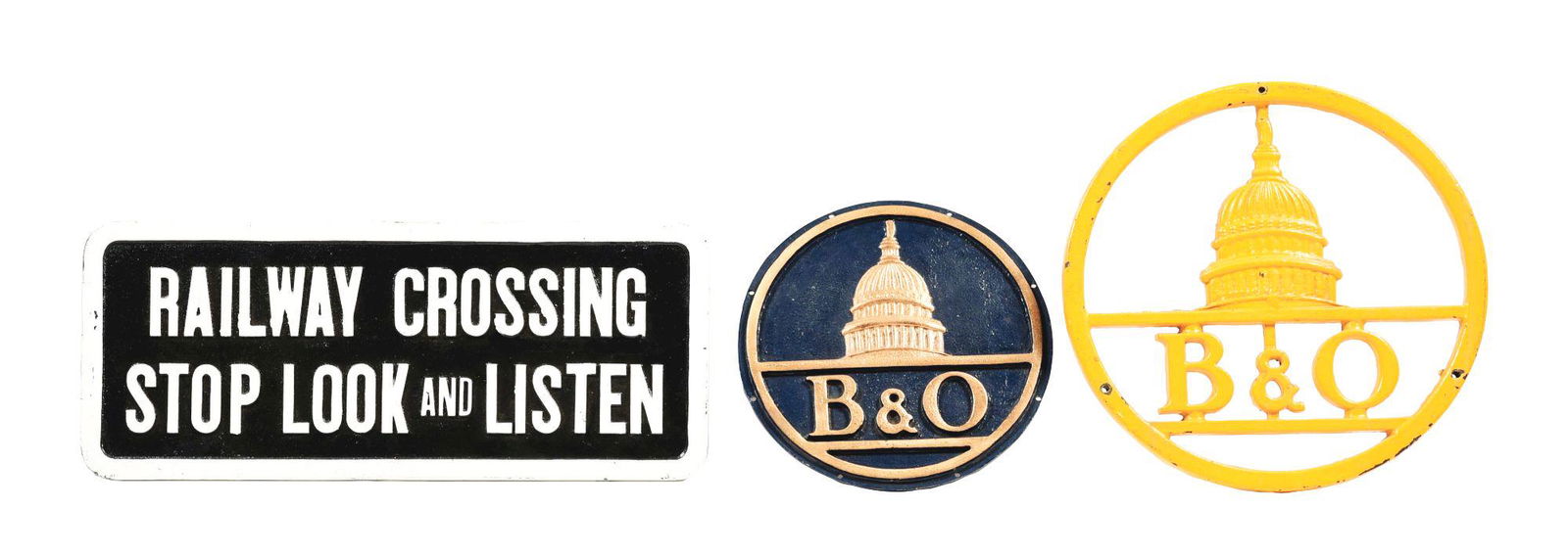 LOT OF 3: CAST-IRON B&O LOCOMOTIVE NOSE LOGOS & (1 of 2)