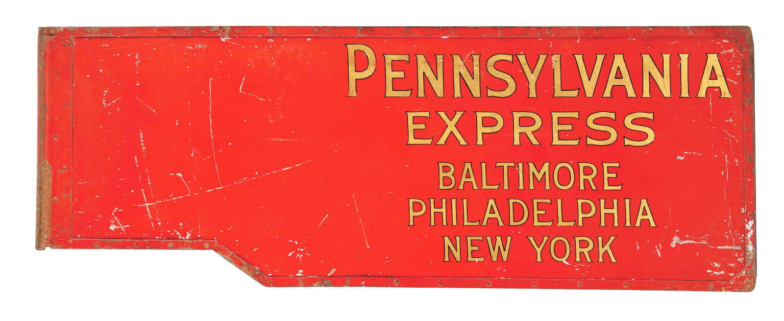 PRR GATE DESTINATION SIGN: PENNSYLVANIA EXPRESS. (1 of 2)