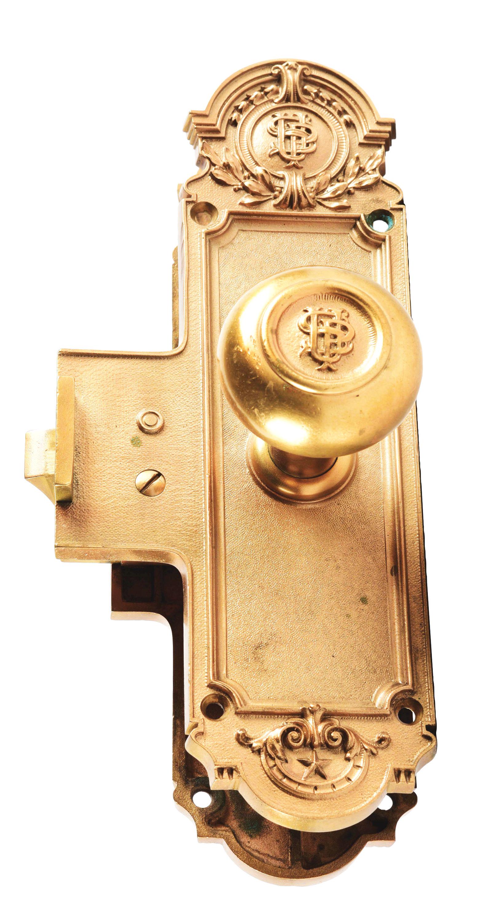 BRASS DOOR LOCK SET. (1 of 9)
