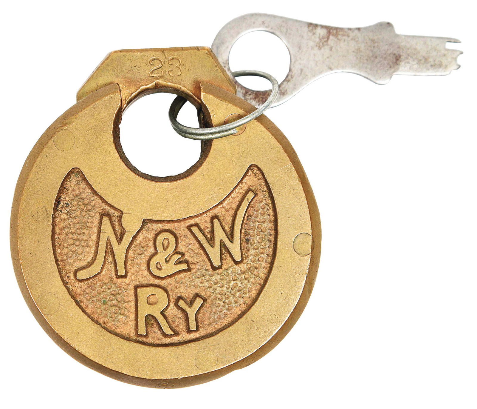 N & W RY 6-LEVER LOCK WITH KEY. (1 of 2)