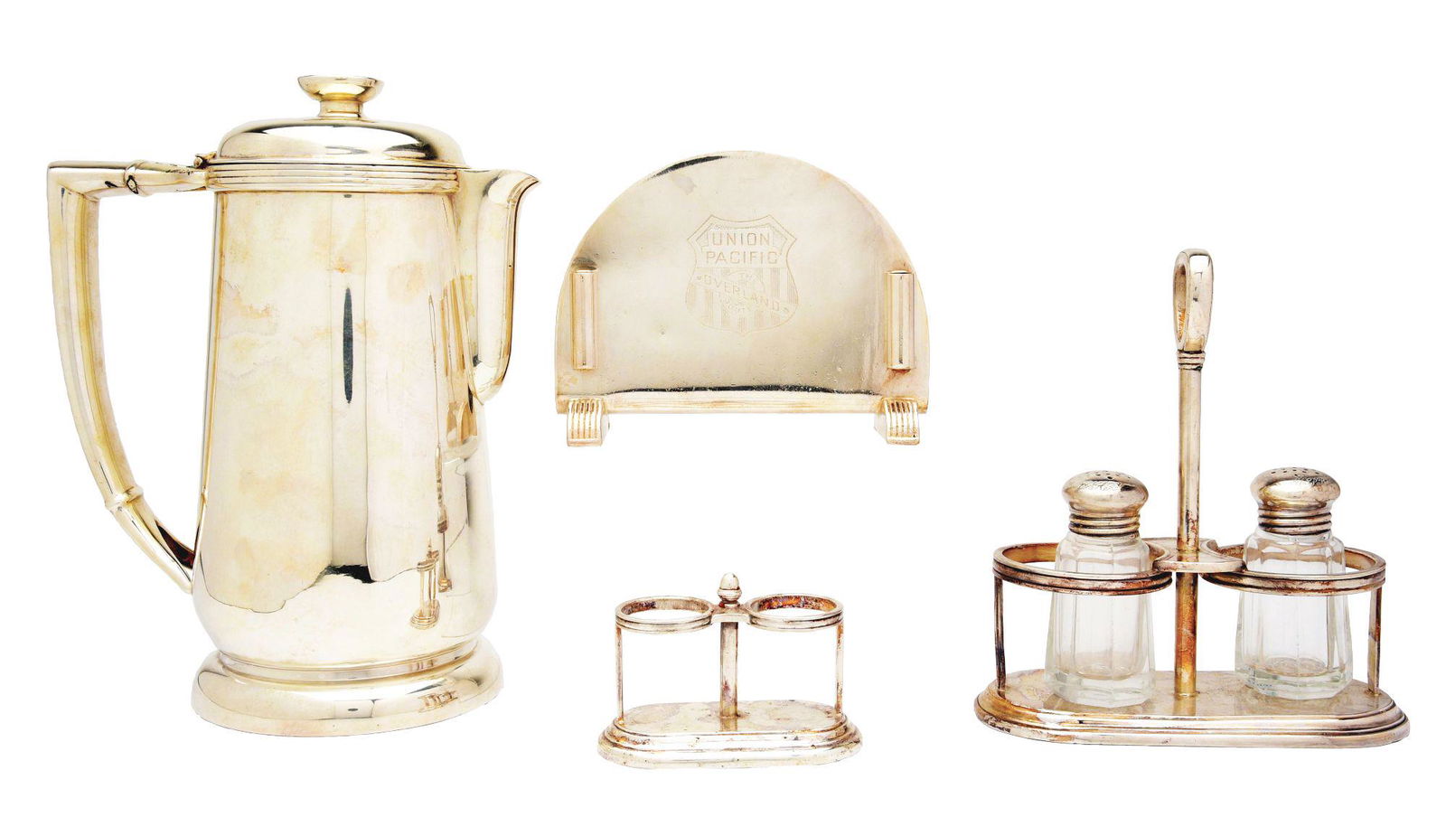 LOT OF 4: UNION PACIFIC SILVER SERVING ITEMS. (1 of 11)