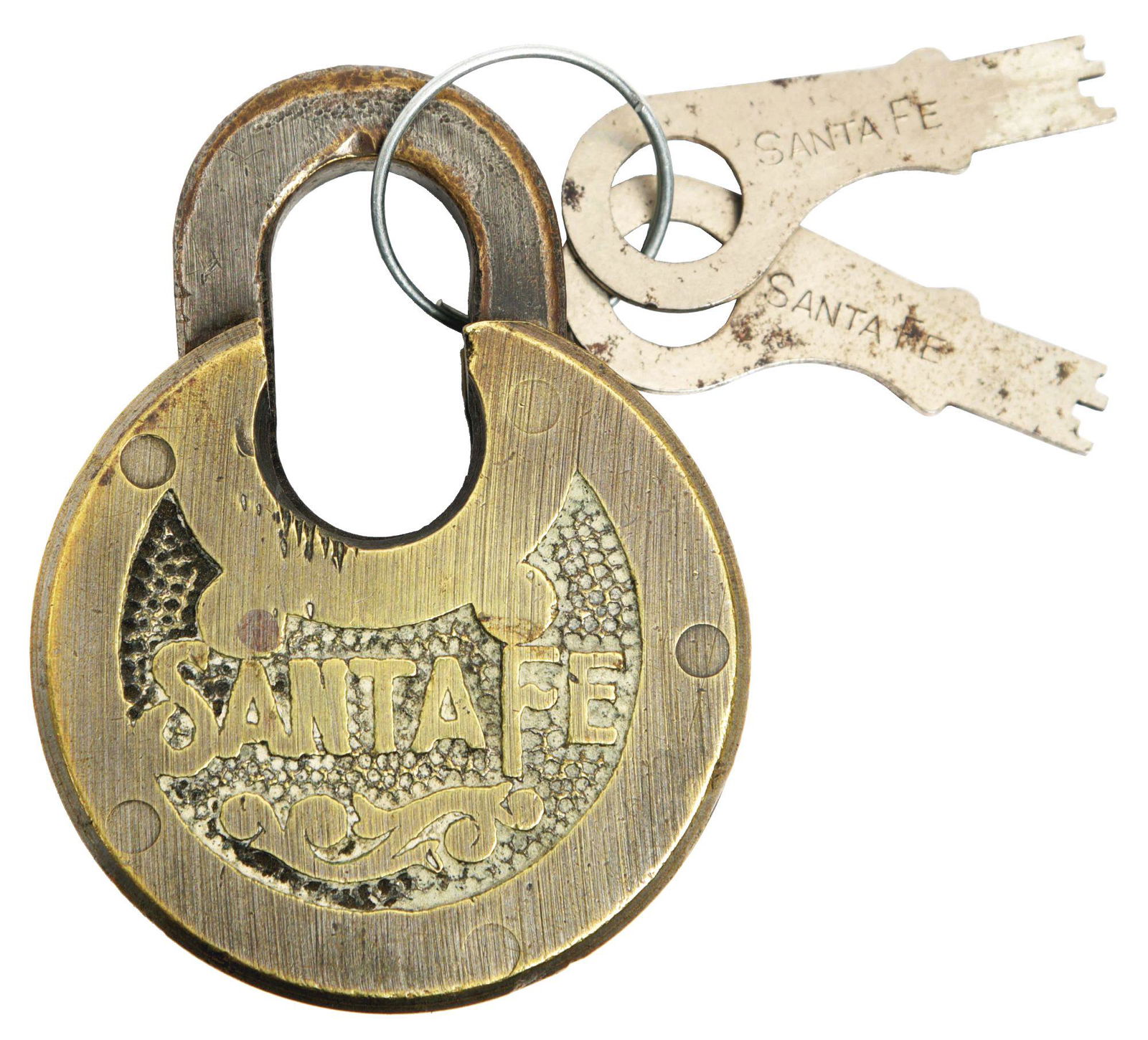 SANTA FE RAILROAD WITH KEYS 6-LEVER LOCK. (1 of 2)