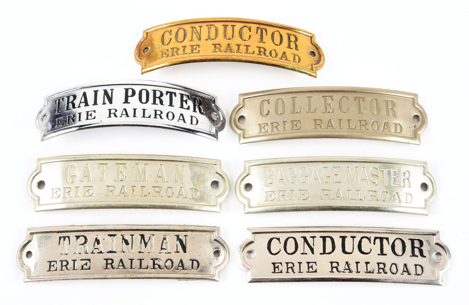 ERIE RAILROAD HAT BADGES. (1 of 2)
