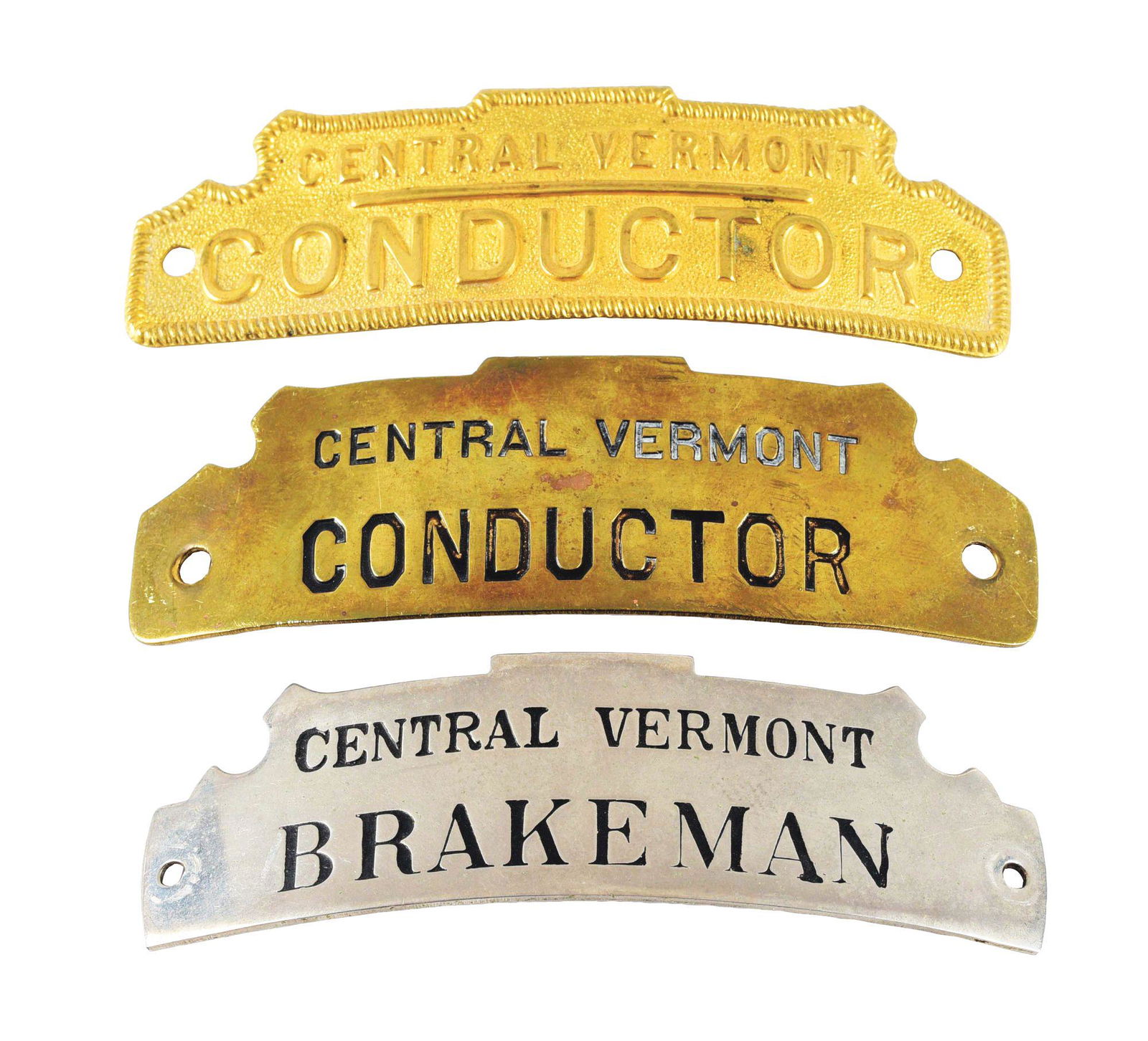 CENTRAL VERMONT RAILROAD HAT BADGES. (1 of 2)