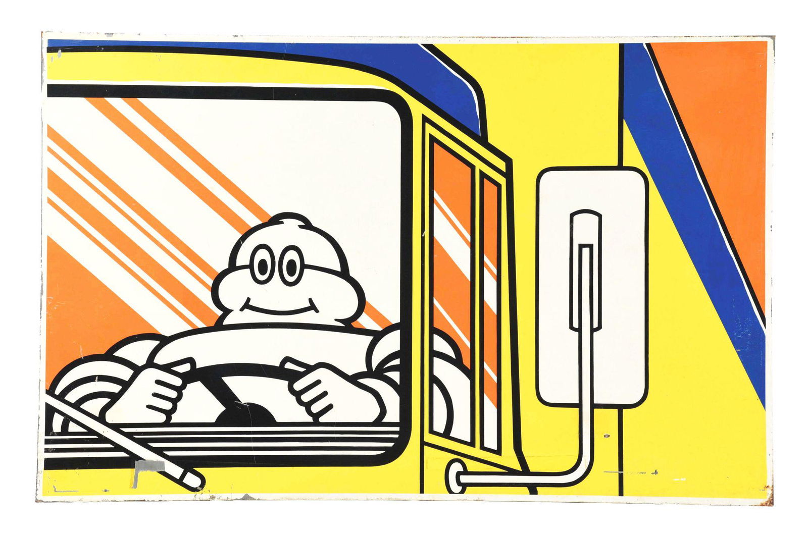 MICHELIN TIRES TIN BILLBOARD SIGN W/ TRUCK & BIBENDUM (1 of 3)