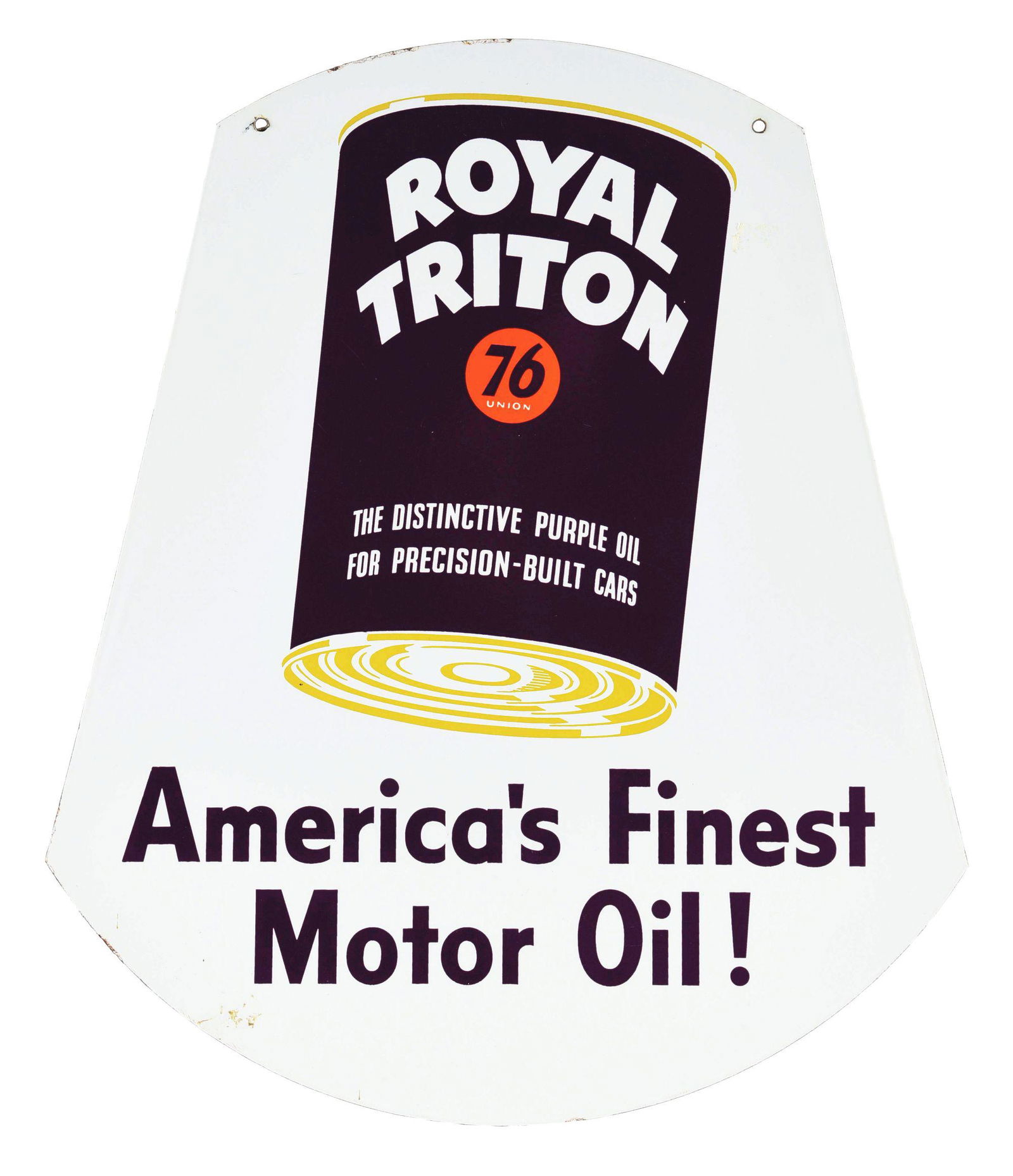 UNION 76 ROYAL TRITON MOTOR OIL PORCELAIN CURB SIGN. (1 of 2)