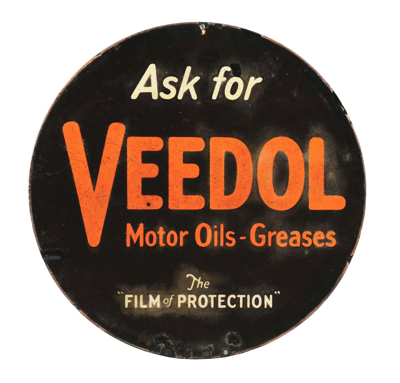 ASK FOR VEEDOL MOTOR OILS PORCELAIN CURB SIGN. (1 of 2)