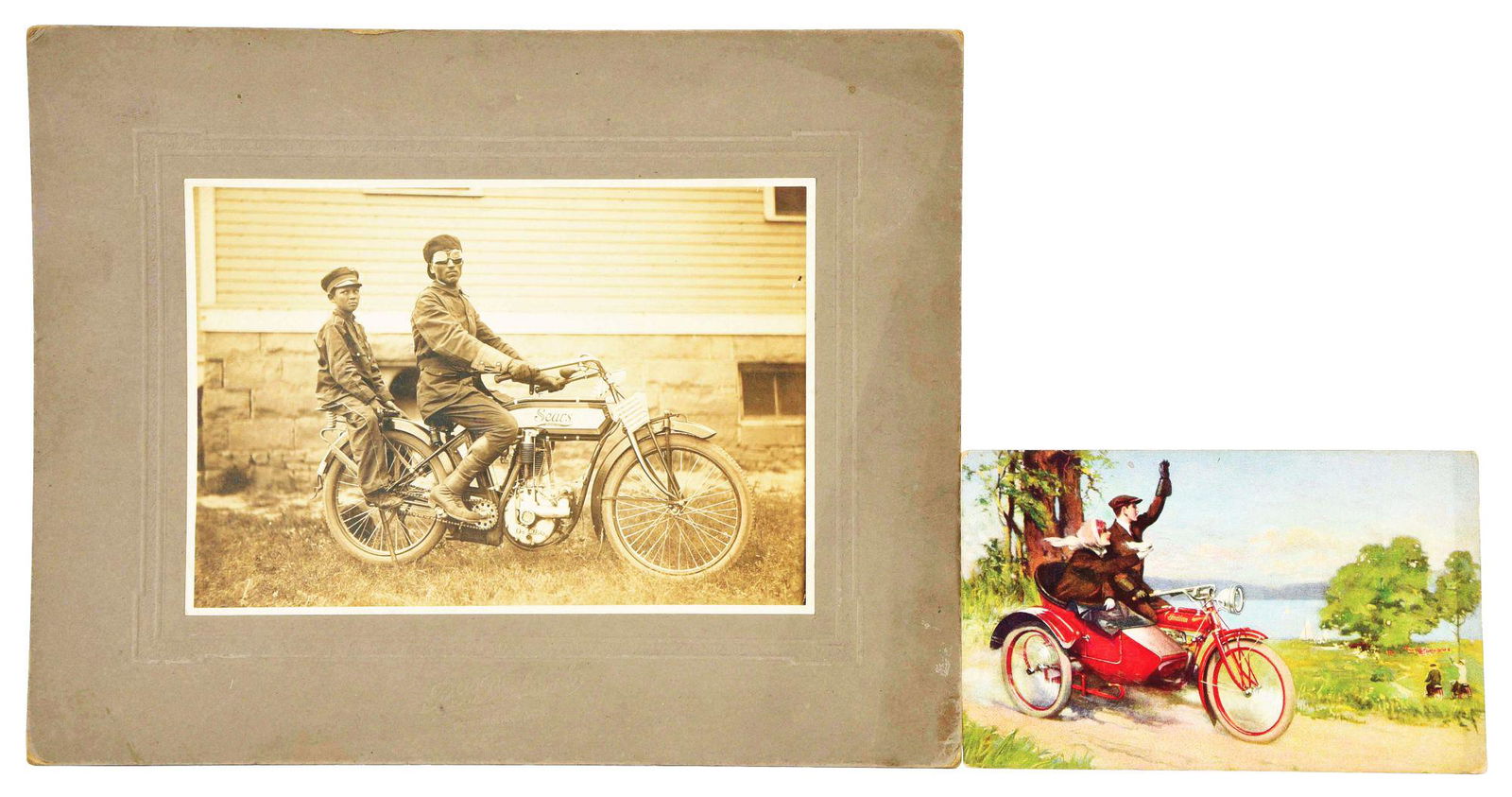 LOT OF 2: SEARS MOTORCYCLE PHOTOGRAPH & INDIAN (1 of 5)
