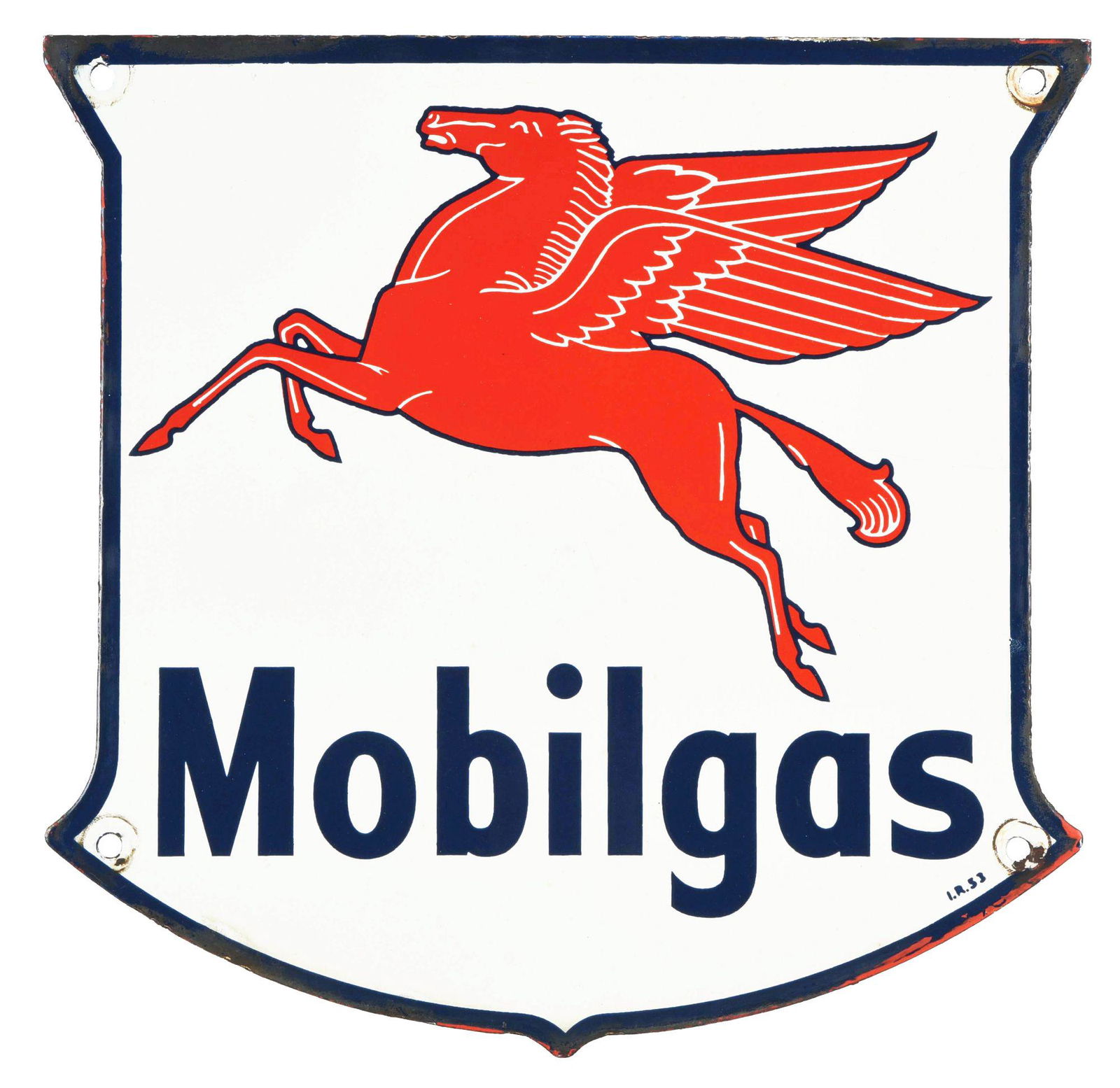 MOBILGAS PORCELAIN PUMP SIGN W/ PEGASUS GRAPHIC. (1 of 3)