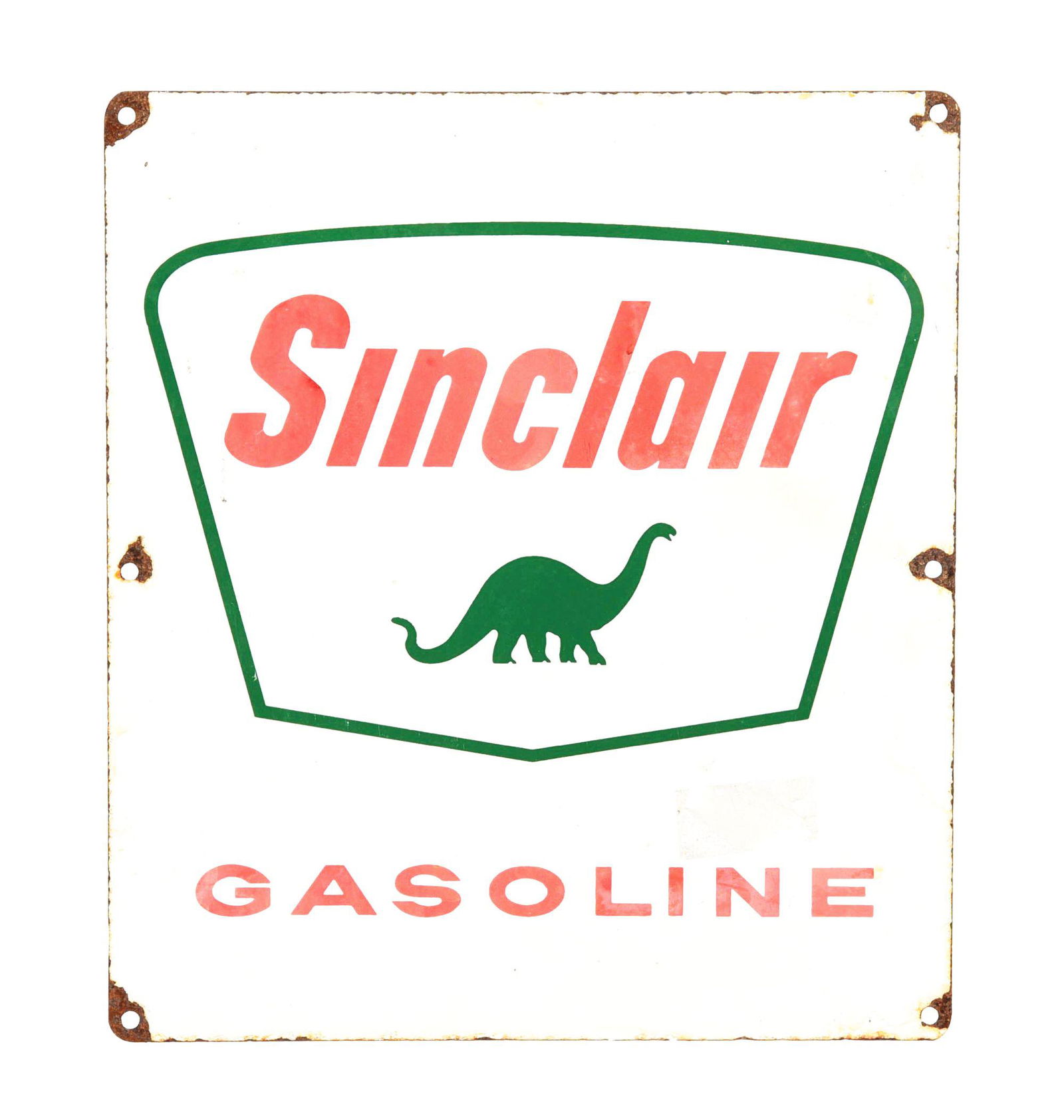 SINCLAIR GASOLINE PORCELAIN PUMP SIGN W/ DINO GRAPHIC. (1 of 2)