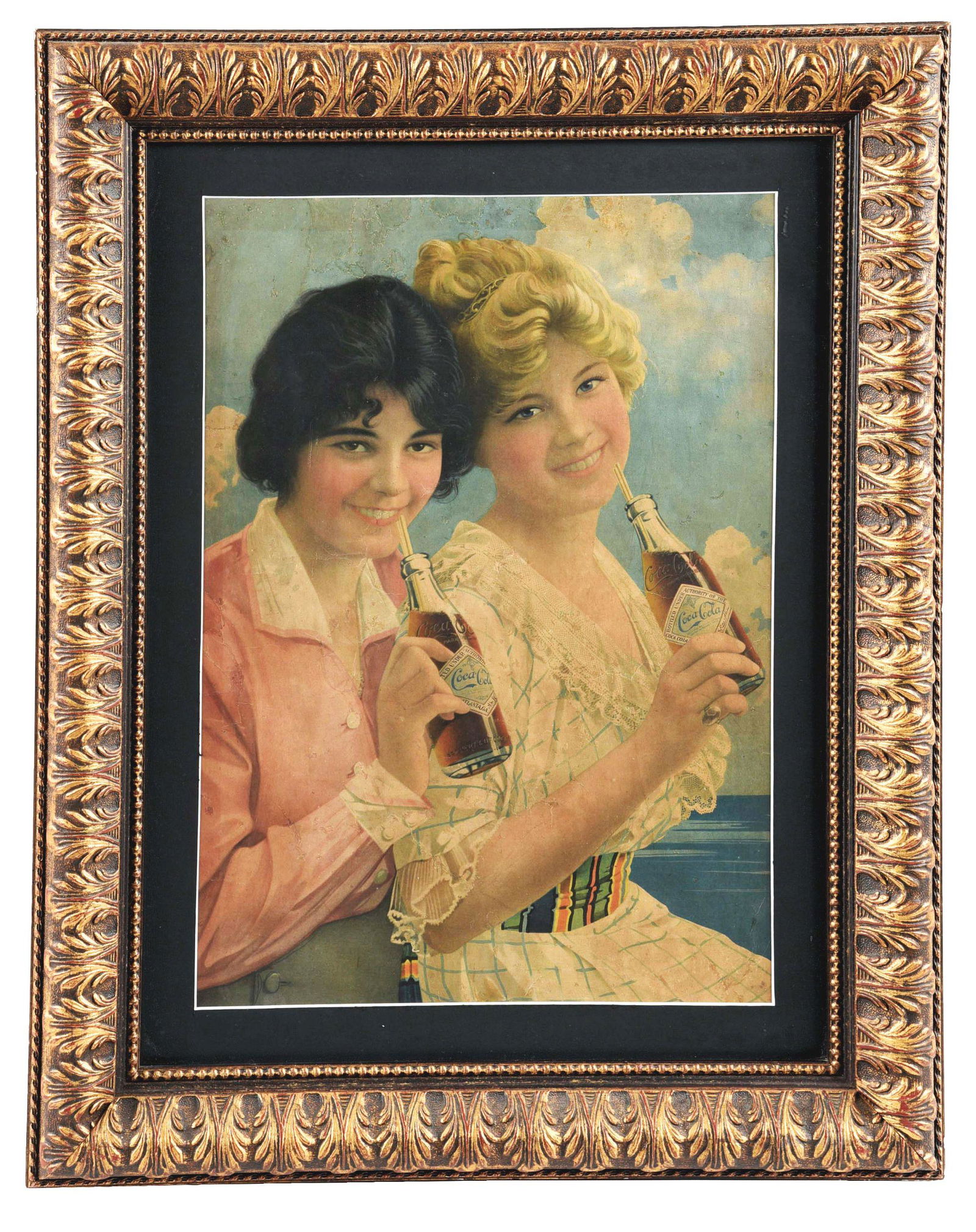 1912 COCA-COLA PAPER SIGN FRAMED. (1 of 3)