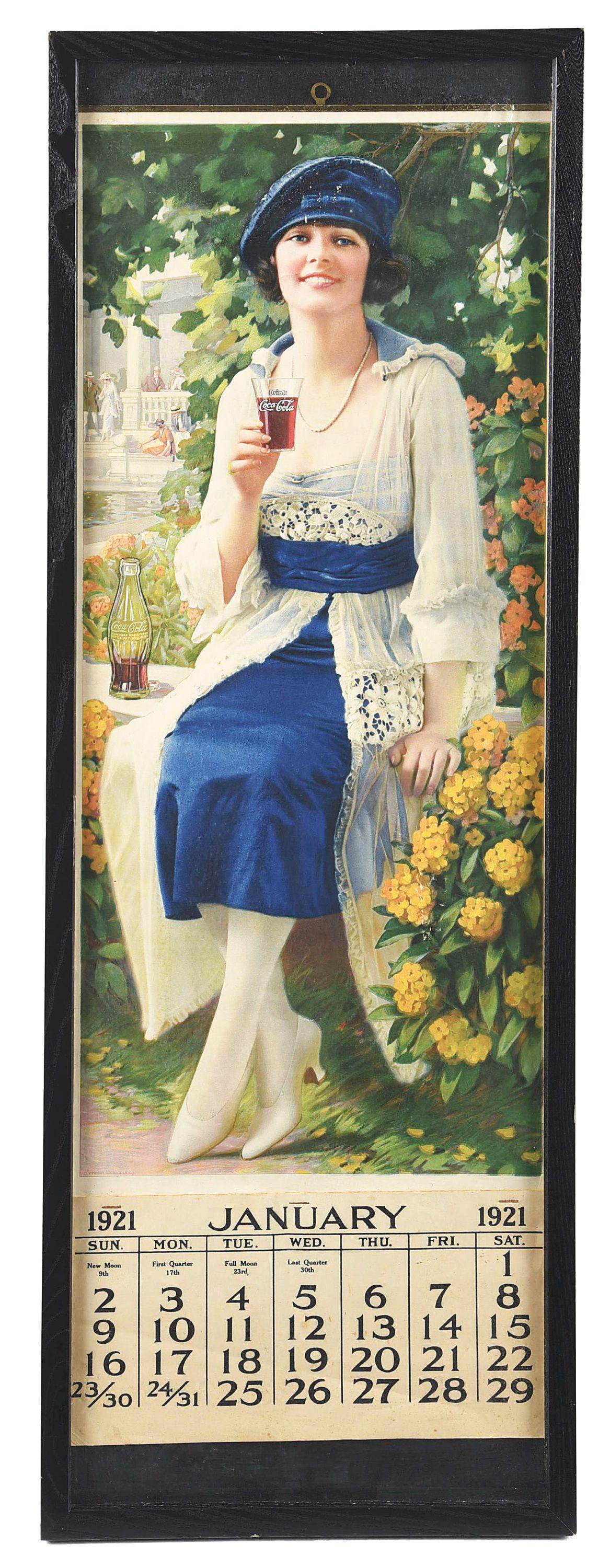 JANUARY 1921 FRAMED CALENDAR ADVERTISMENT. (1 of 4)