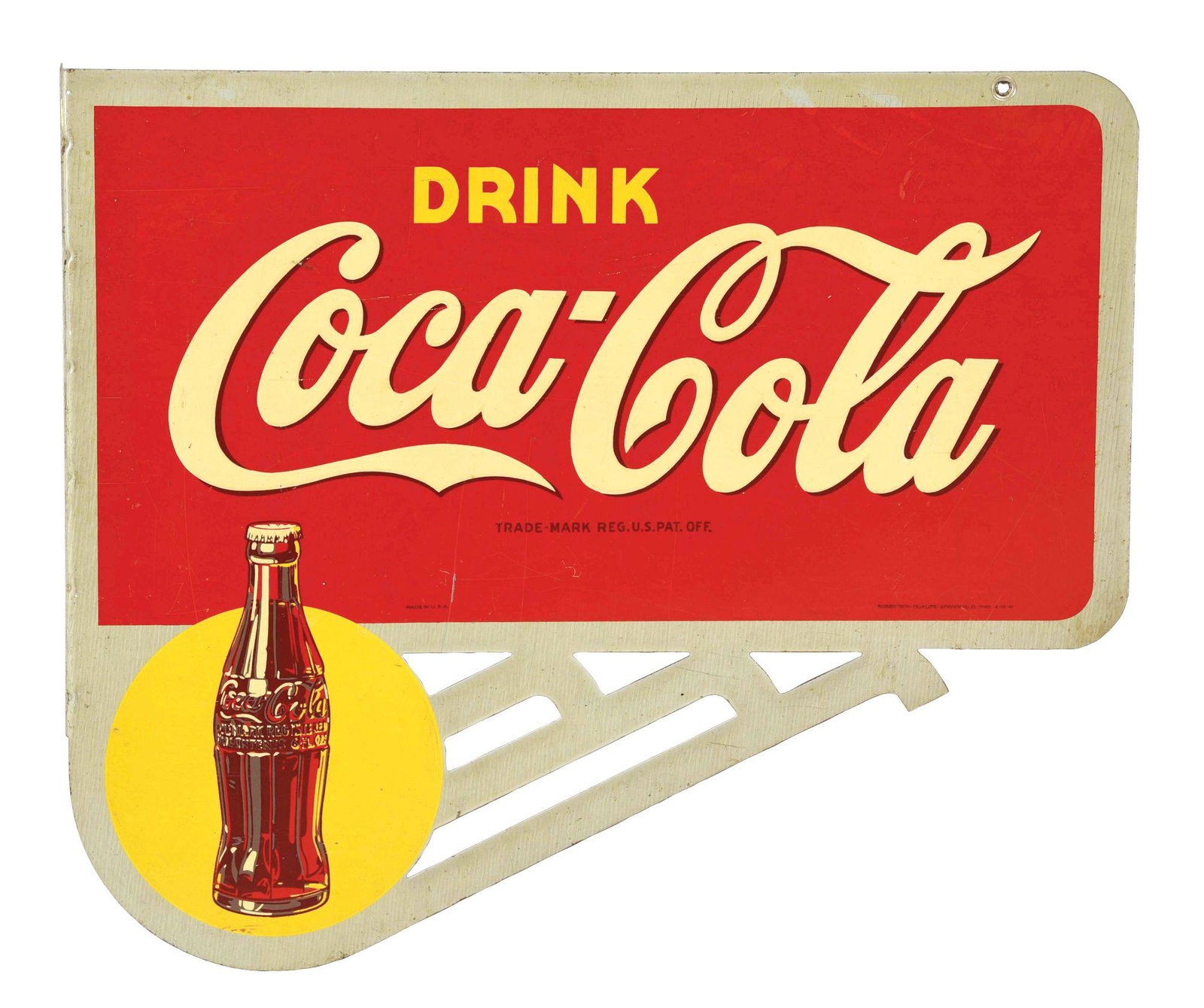 STAMPED 1941 COCA-COLA FLANGE SIGN. (1 of 2)