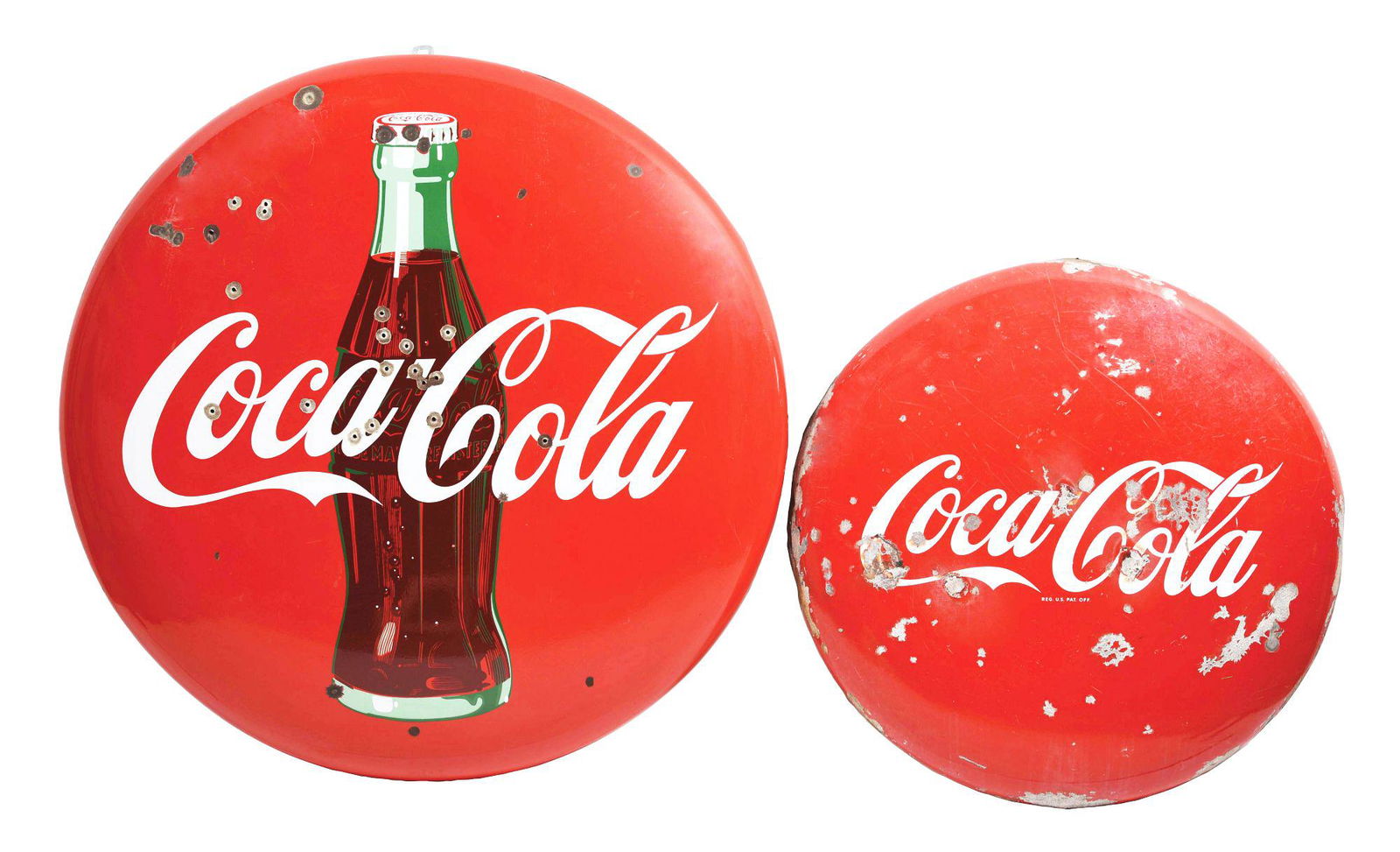 LOT OF 2: COCA-COLA BUTTON SIGNS. (1 of 2)