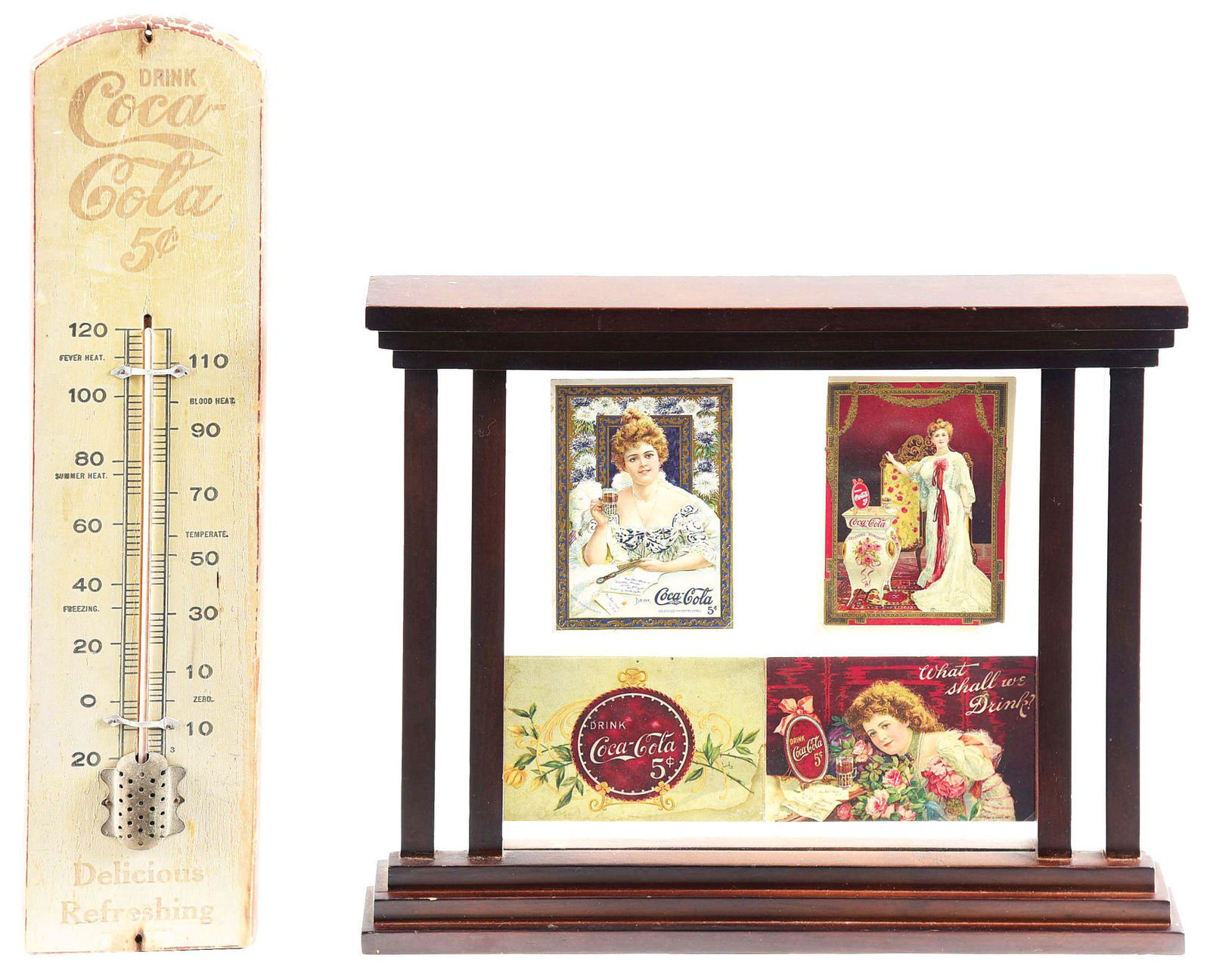 LOT OF 2: COCA-COLA THERMOMETER AND COCA-COLA MENU CARD (1 of 8)