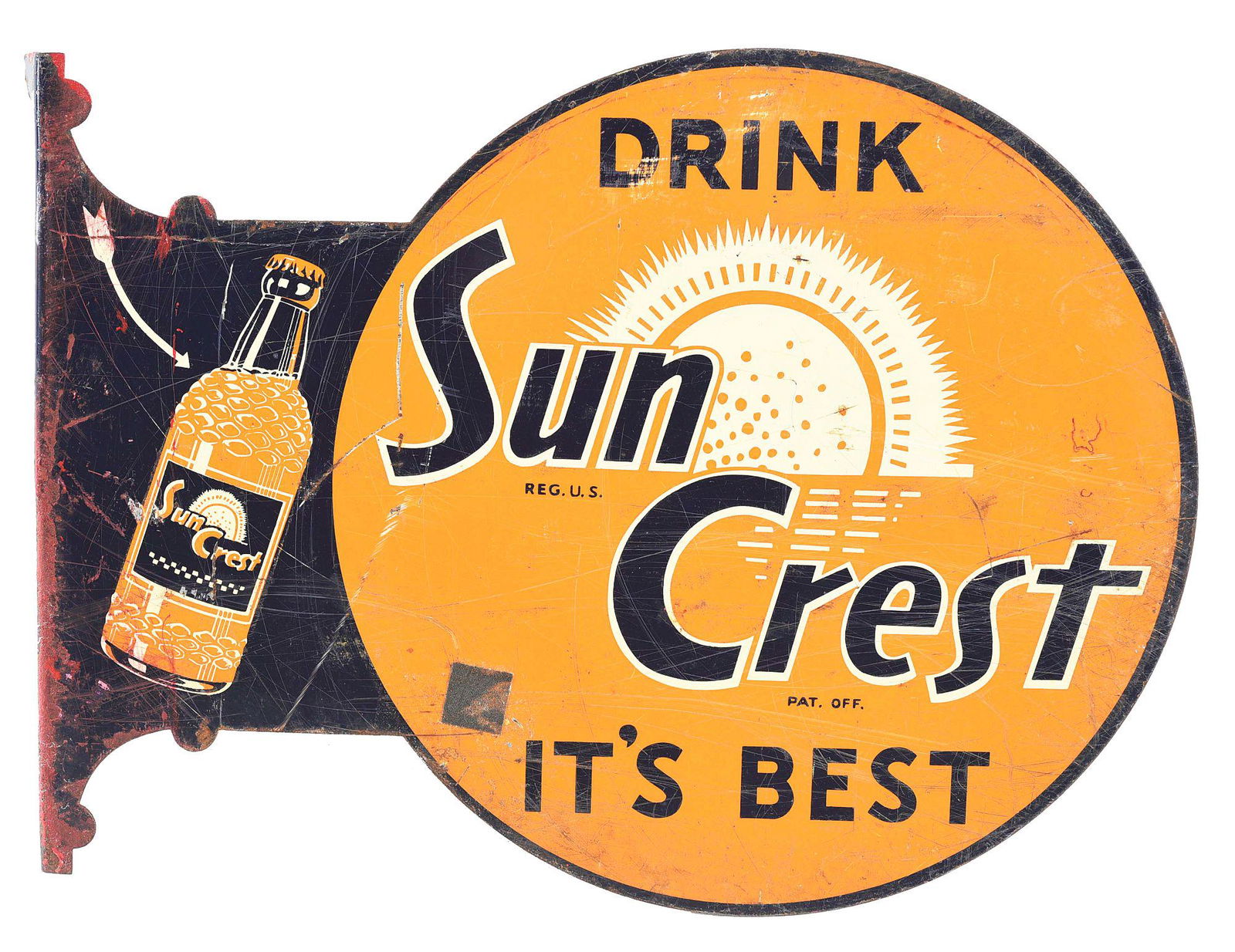 SUN CREST SODA FLANGE SIGN. (1 of 2)
