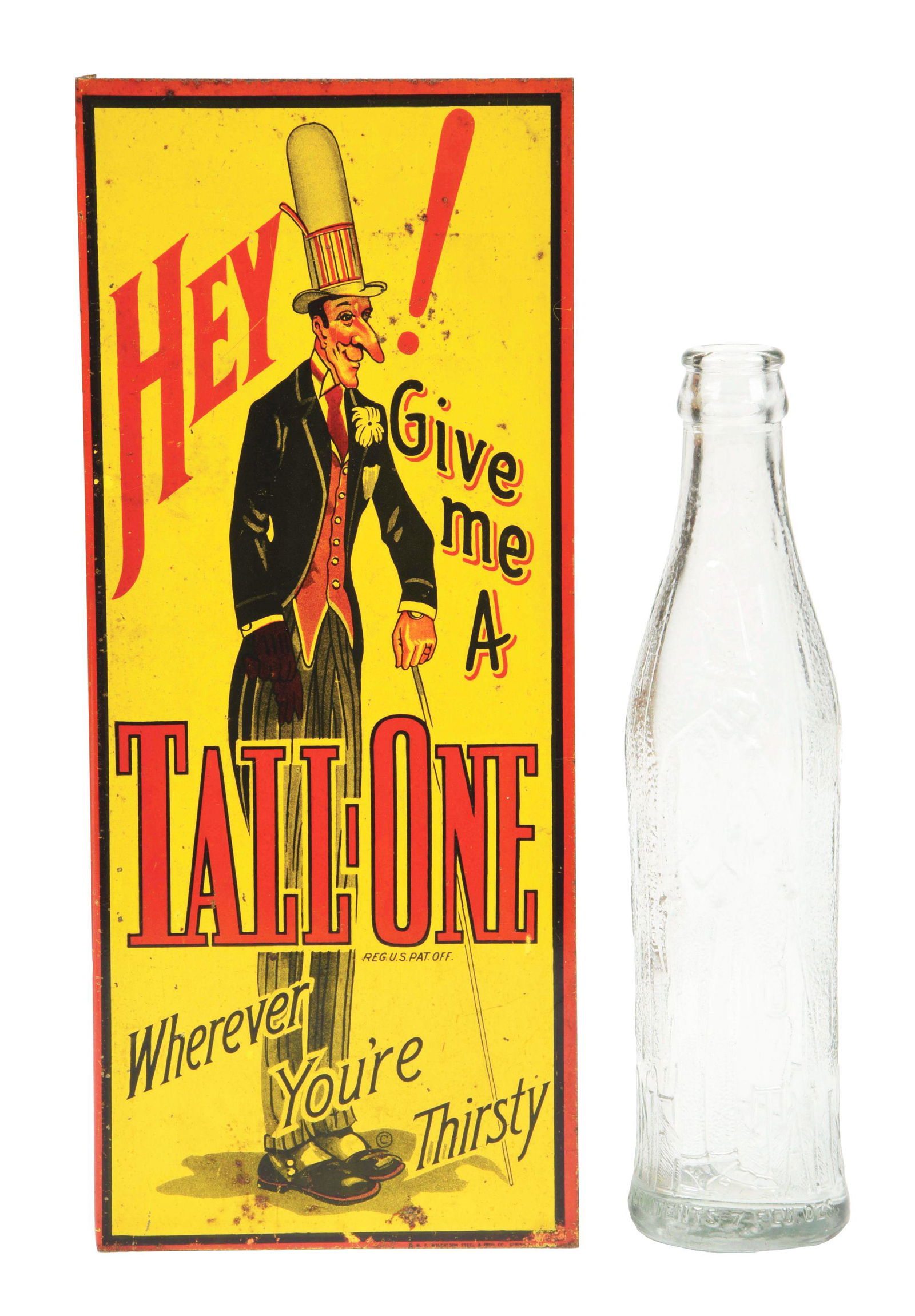 LOT OF 2: TALL ONE SOFT DRINK ADVERTISING ITEMS. (1 of 4)