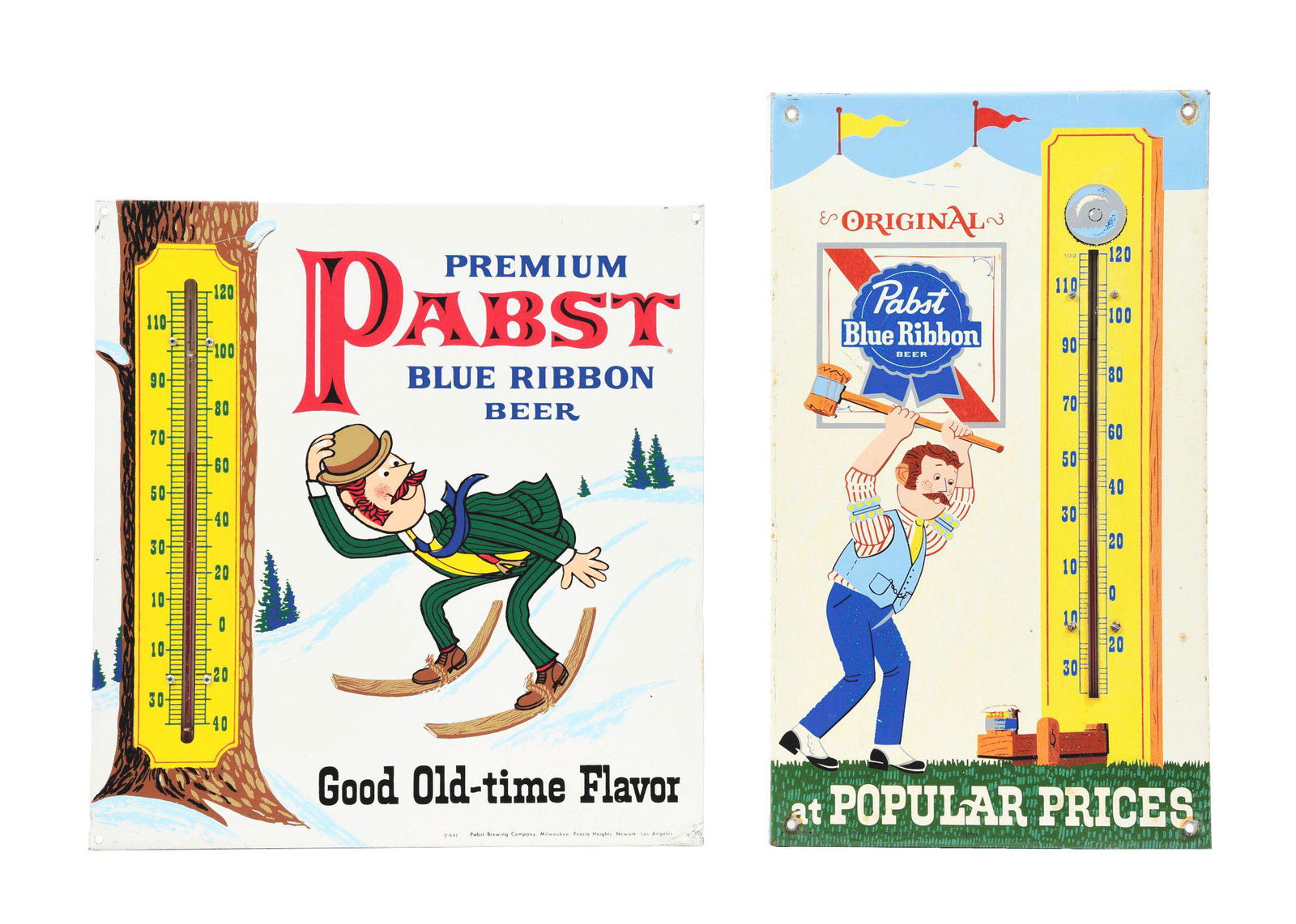 LOT OF 2: PABST BLUE RIBBON THERMOMETERS. (1 of 2)