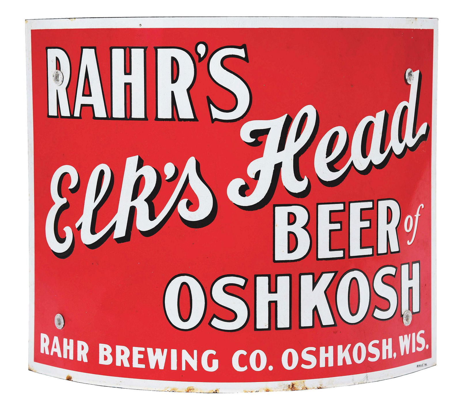 PORCELAIN CORNER SIGN FOR ELK'S HEAD BEER. (1 of 2)