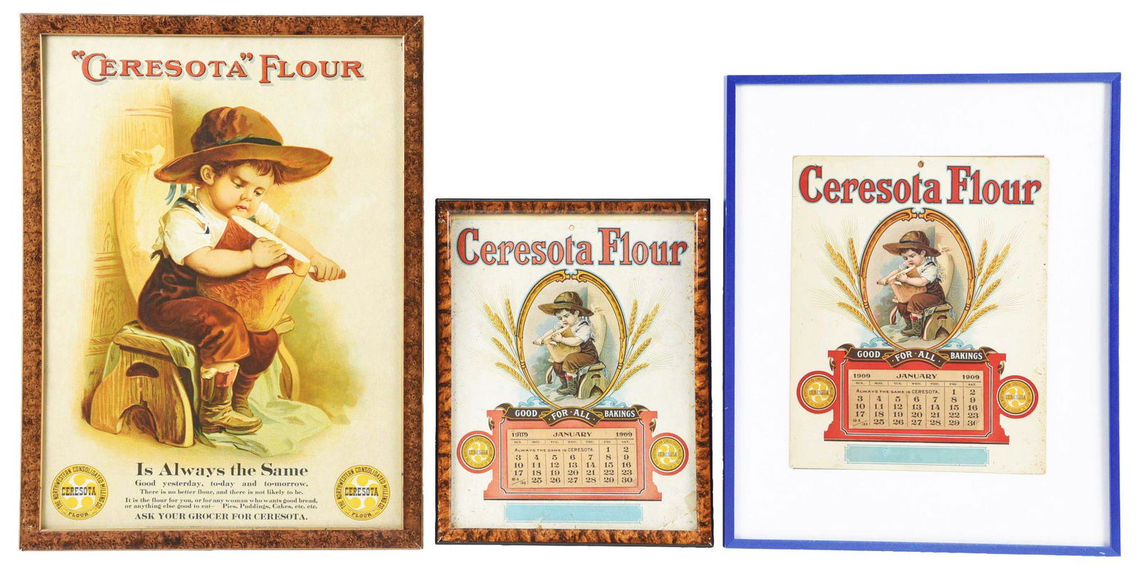 LOT OF 3: CERESOTA FLOUR FRAMED ADVERTISMENT. (1 of 6)
