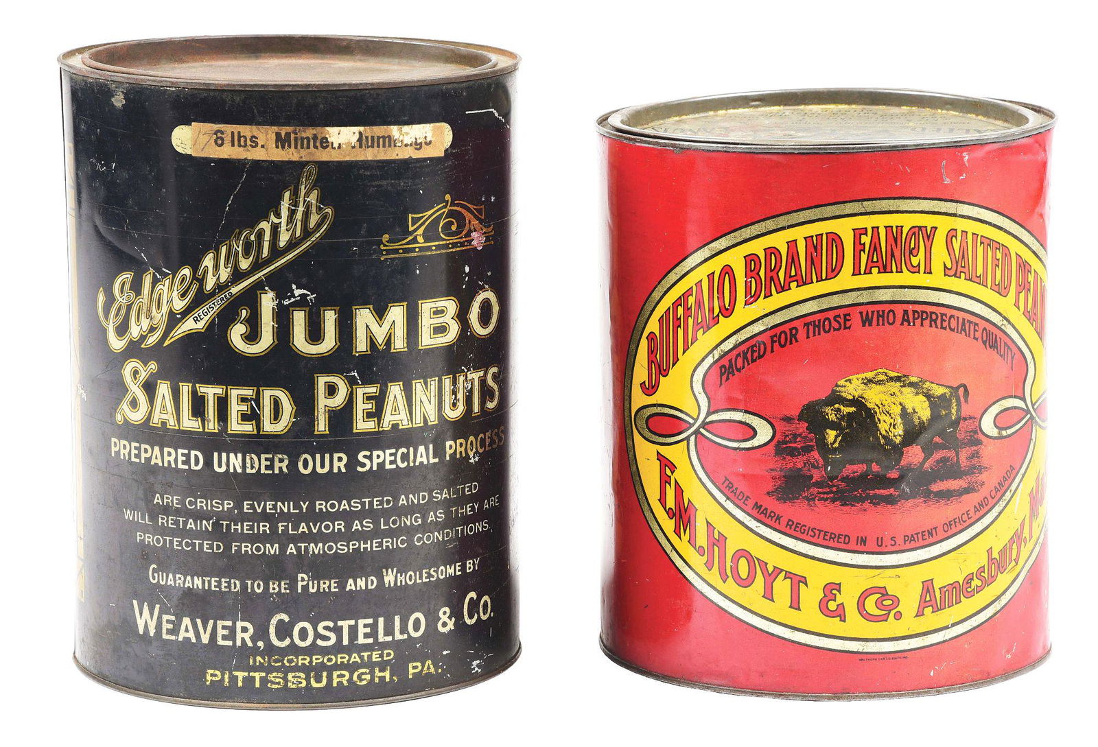 LOT OF 2: SALTED PEANUT TINS. (1 of 5)