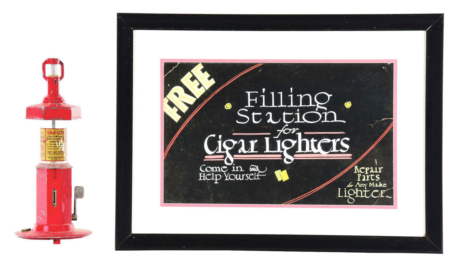 LOT OF 2: LIGHTER FLUID STATION ITEMS. (1 of 2)