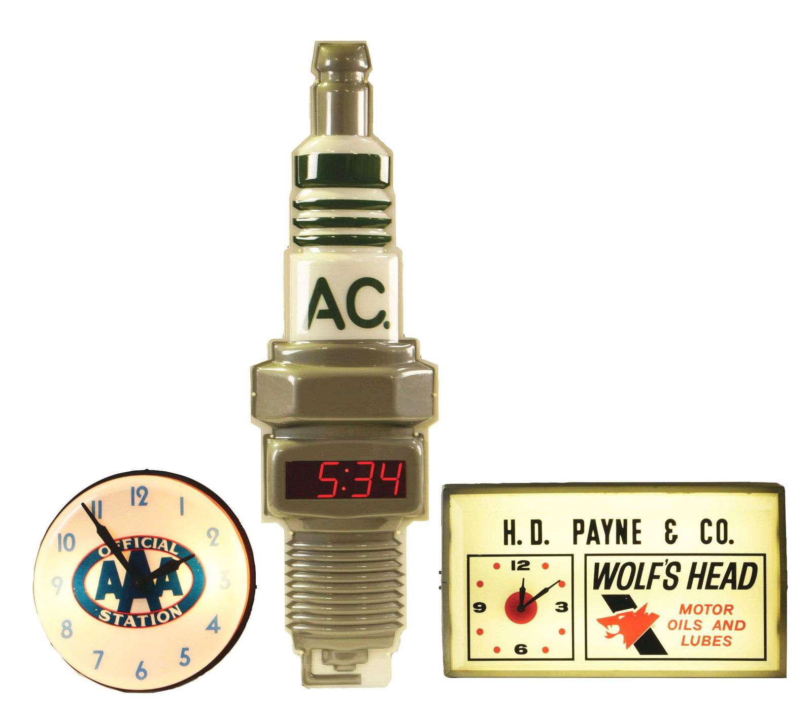 LOT OF 3: AUTOMOTIVE WALL CLOCKS. (1 of 3)