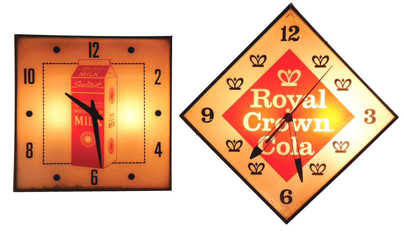 LOT OF 2: LIGHT-UP ADVERTISING CLOCKS. (1 of 3)